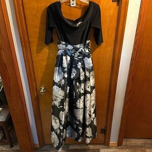 Elegant Black and White Floral Dress